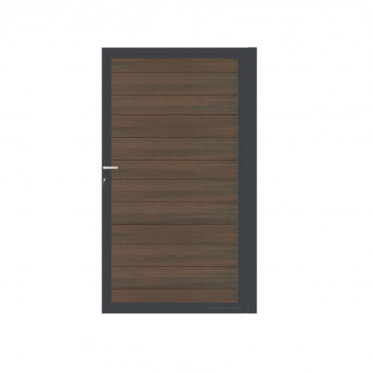 Enkele aluminium poort horizontaal met toebehoren en vulling 100x160 cm Antraciet + Geborsteld Donke
