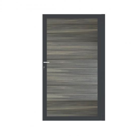 Enkele aluminium poort horizontaal met toebehoren en vulling 100x160 cm Antraciet + Geborsteld Antra