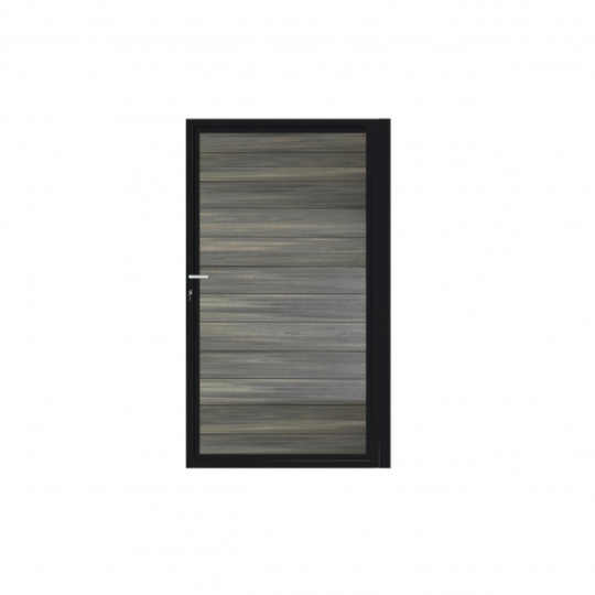 Enkele aluminium poort horizontaal met toebehoren en vulling 100x160 cm Zwart + Geborsteld Antraciet