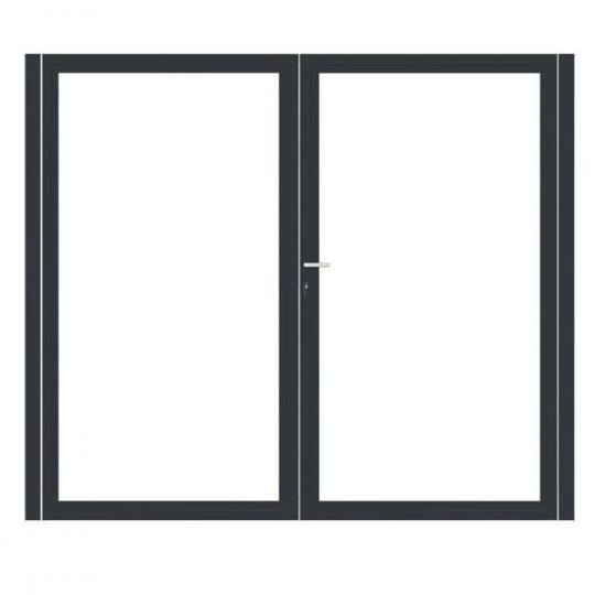 Dubbele aluminium poort horizontaal met toebehoren en vulling 200x160 cm Antraciet + Rhombus Teak