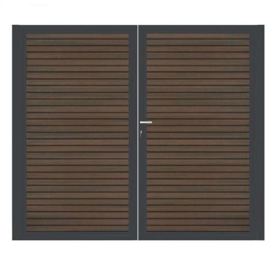 Dubbele aluminium poort horizontaal met toebehoren en vulling 200x160 cm Antraciet + Rhombus Donkerb