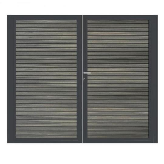 Dubbele aluminium poort horizontaal met toebehoren en vulling 200x160 cm Antraciet + Rhombus Antraci
