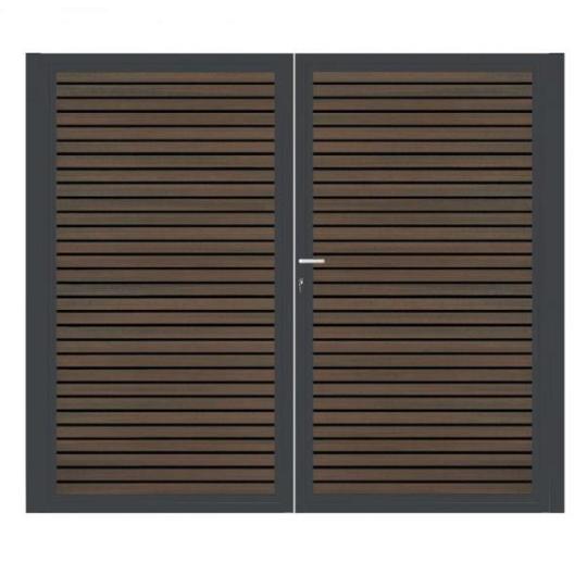 Dubbele aluminium poort horizontaal met toebehoren en vulling 200x160 cm Antraciet + Rhombus Schaduw