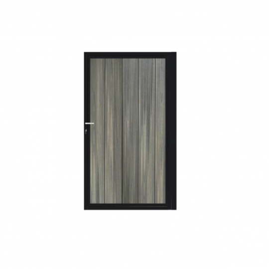 Enkele aluminium poort verticaal met toebehoren en vulling 100x160 cm Zwart + Geborsteld Antraciet