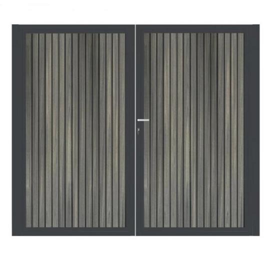 Dubbele aluminium poort verticaal met toebehoren en vulling 200x160 cm Antraciet + Rhombus Antraciet