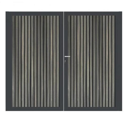Dubbele aluminium poort verticaal met toebehoren en vulling 200x160 cm Antraciet + Rhombus Schaduw A