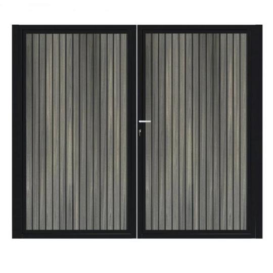 Dubbele aluminium poort verticaal met toebehoren en vulling 200x160 cm Zwart + Rhombus Antraciet