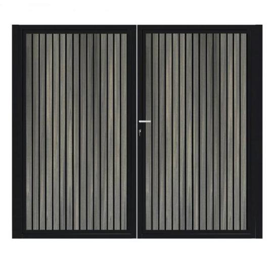 Dubbele aluminium poort verticaal met toebehoren en vulling 200x160 cm Zwart + Rhombus Schaduw Antra