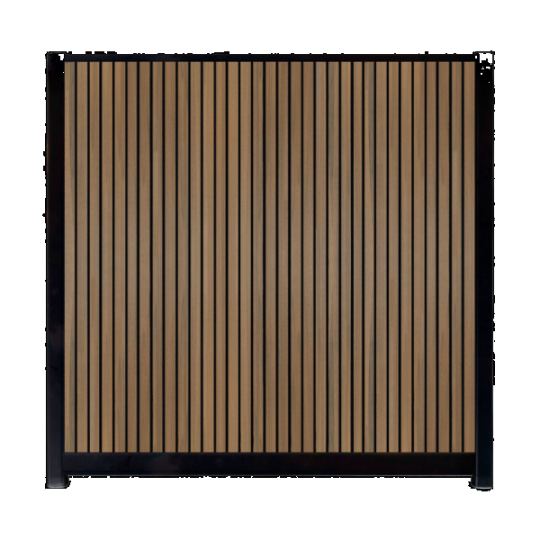 WPC Schutting Compleet Verticaal incl. 1 paal 184 x188 cm Zwart + Teak Rhombus Schaduw