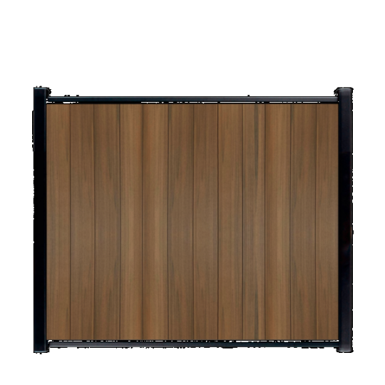 WPC Schutting Compleet Verticaal incl. 1 paal 184 x188 cm Zwart + Teak Geborsteld