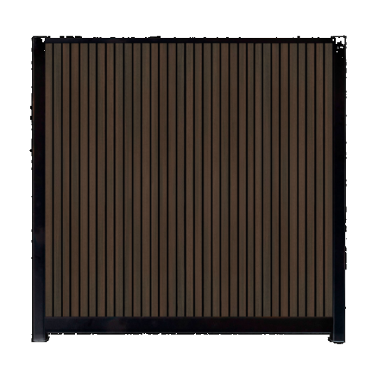 WPC Schutting Compleet Verticaal incl. 1 paal 184 x188 cm Zwart + Donkerbruin Rhombus Schaduw