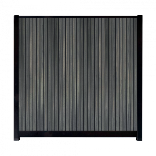 WPC Schutting Compleet Verticaal incl. 1 paal 184 x188 cm Zwart + Antraciet Rhombus