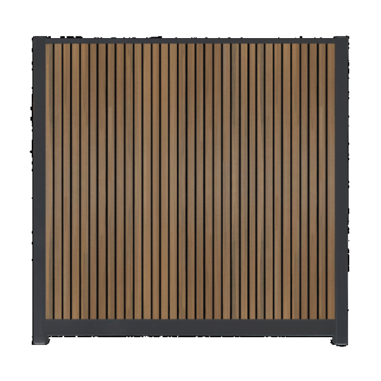 WPC Schutting Compleet Verticaal incl. 1 paal 184 x188 cm Antraciet + Teak Rhombus Schaduw