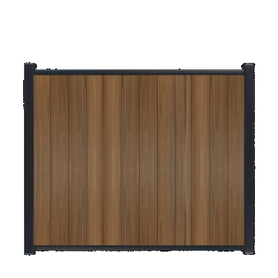 WPC Schutting Compleet Verticaal incl. 1 paal 184 x188 cm Antraciet + Teak Geborsteld