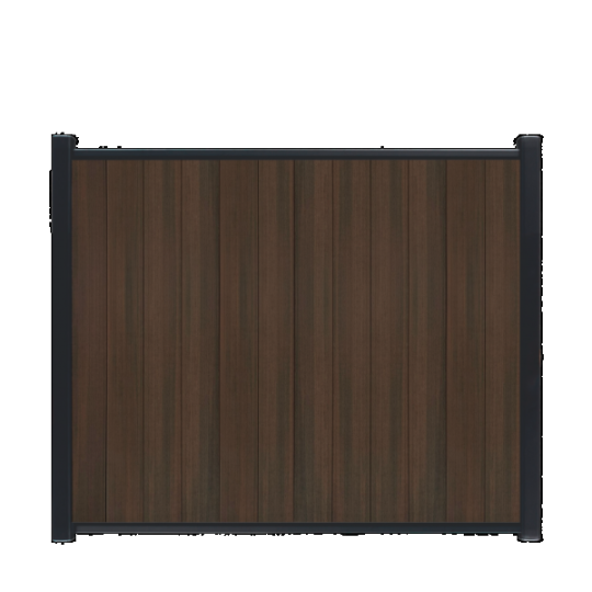 WPC Schutting Compleet Verticaal incl. 1 paal 184 x188 cm Antraciet + Donkerbruin Geborsteld