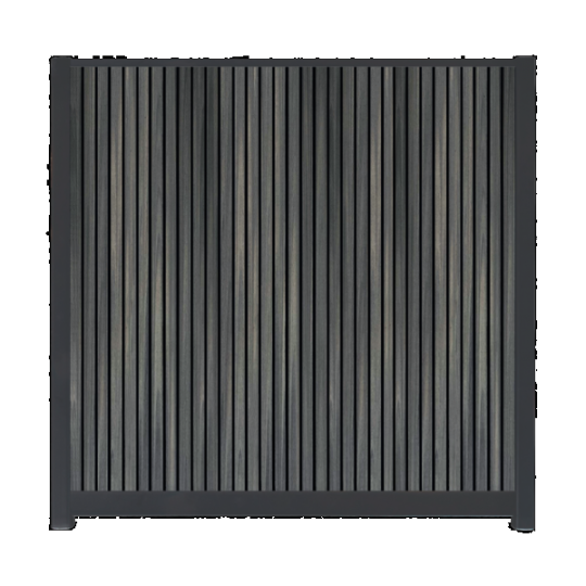 WPC Schutting Compleet Verticaal incl. 1 paal 184 x188 cm Antraciet + Antraciet Rhombus Schaduw