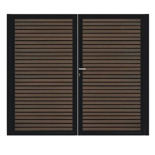 WPC Schutting Compleet Horizontaal incl. 1 paal 184 x185 cm Zwart + Donkerbruin Rhombus Schaduw