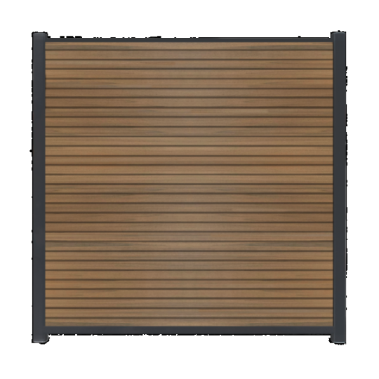 WPC Schutting Compleet Horizontaal incl. 1 paal 184 x185 cm Antraciet + Teak Rhombus