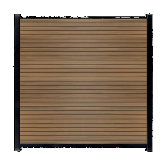WPC Schutting Compleet Horizontaal incl. 1 paal 184 x185 cm Antraciet + Teak Rhombus Schaduw