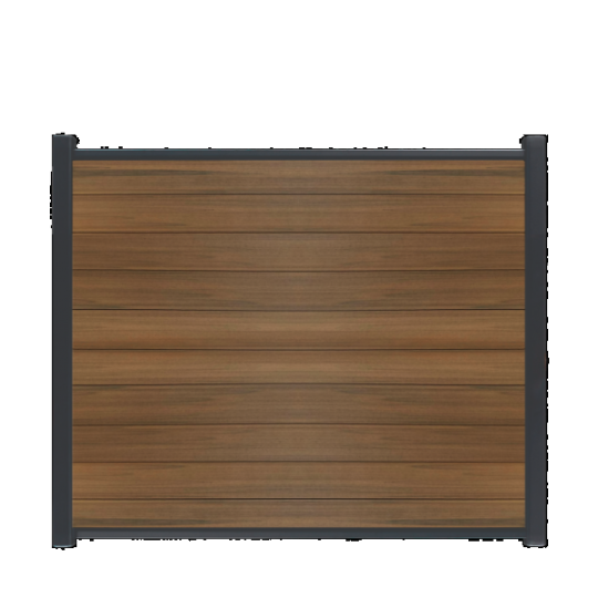 WPC Schutting Compleet Horizontaal incl. 1 paal 184 x185 cm Antraciet + Teak Geborsteld