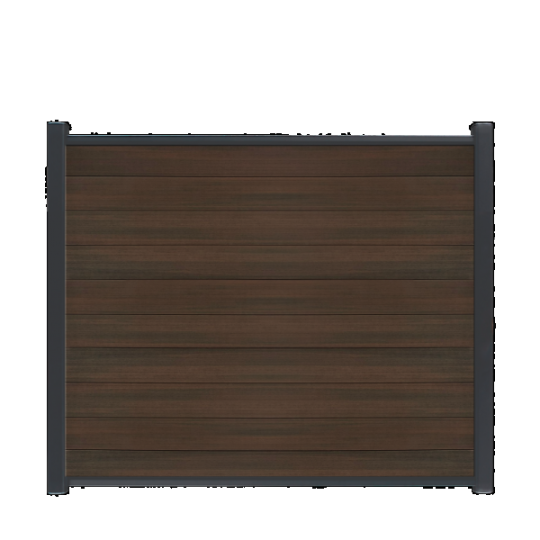 WPC Schutting Compleet Horizontaal incl. 1 paal 184 x185 cm Antraciet + Donkerbruin Geborsteld