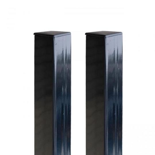 WPC Horizontaal schutting Aluminium Hoekpaal incl. paalkap 7,5x7,5x270 cm - zwart