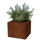 Cortenstaal plantenbak Vierkant 50 x 50 x 50 cm met bodemplaat + 4 wielen