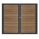 Dubbele aluminium poort horizontaal met toebehoren en vulling 200x160 cm Antraciet + Geborsteld Teak