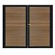 Dubbele aluminium poort horizontaal met toebehoren en vulling 200x160 cm Zwart + Rhombus Teak