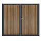 Dubbele aluminium poort verticaal met toebehoren en vulling 200x160 cm Antraciet + Geborsteld Teak