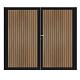 Dubbele aluminium poort verticaal met toebehoren en vulling 200x160 cm Zwart + Rhombus Teak
