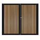 Dubbele aluminium poort verticaal met toebehoren en vulling 200x160 cm Zwart + Geborsteld Teak