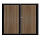 Dubbele aluminium poort verticaal met toebehoren en vulling 250x200 cm Zwart + Rhombus Schaduw Teak