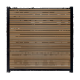 WPC Schutting Compleet Horizontaal incl. 1 paal 184 x185 cm Zwart + Teak Rhombus Schaduw